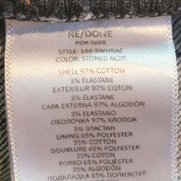 RE/DONE Originals 90s High Rise Ankle Crop Black Button Fly Straight Leg Slim 28 - Picture 15 of 16